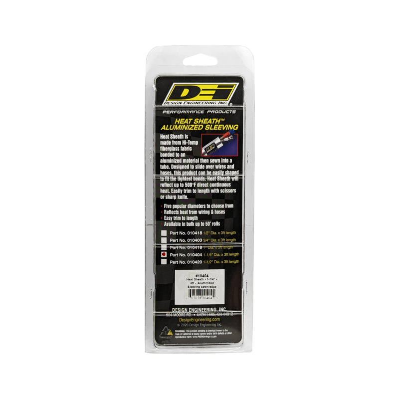 DEI  10404 Heat Sheath 1-1/4in I.D. x 3ft - Aluminized Sleeving - Sewn Edge