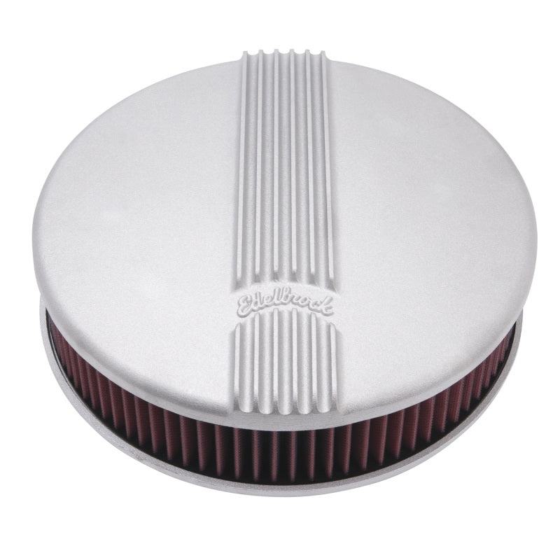 Edelbrock 41179 Air Cleaner Classic Series Round Aluminum Top Cloth Element 14In Dia X 3 9In Satin