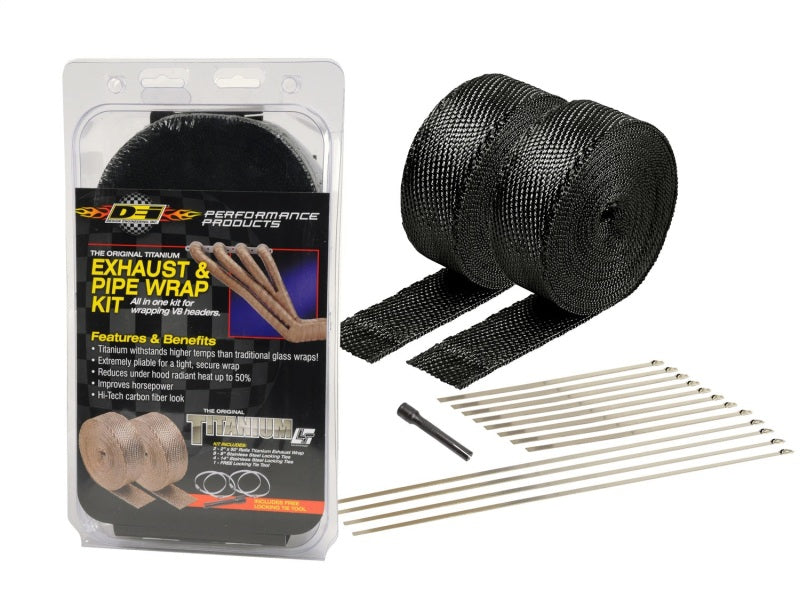 DEI  10073 Exhaust Wrap Kit - Black Titanium Wrap Locking Ties & Locking Tie Too