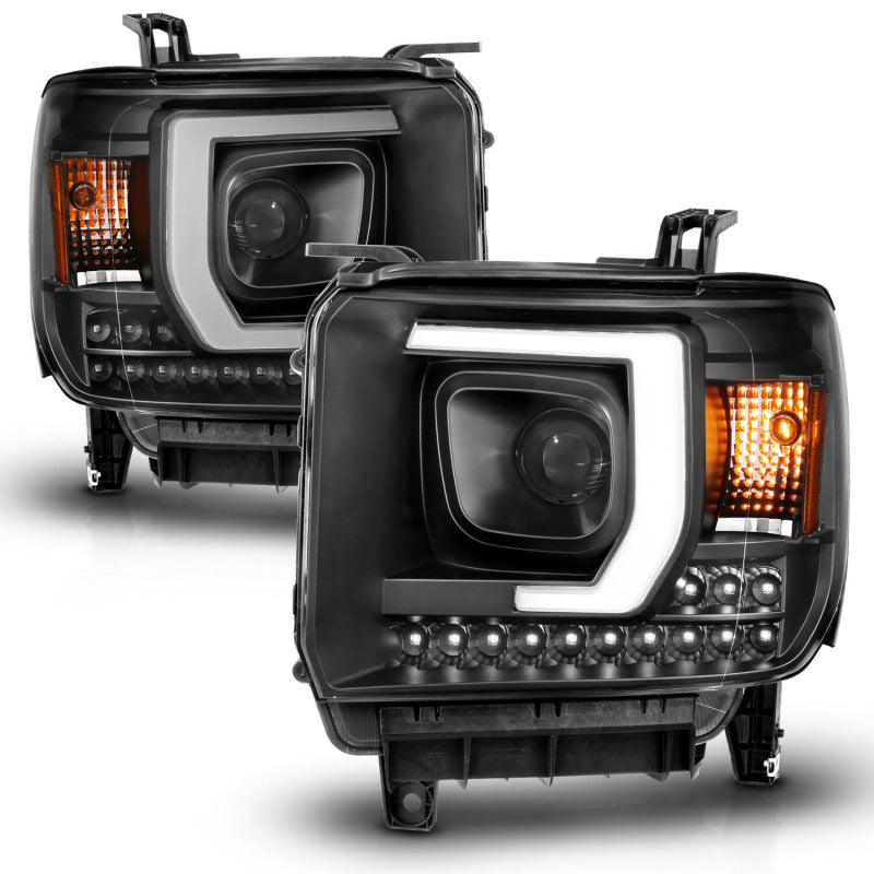 ANZO 111450 2015 Gmc Sierra 1500HD Projector Plank Style Headlight Black W/ Drl