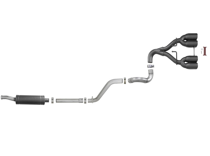 AFE 49-38073-B Series 2.5in 304 SS Cat-Back Exhaust w/ Black Tip 18-20 fits Jee