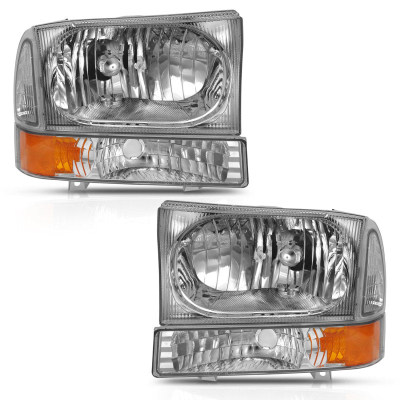 ANZO 111458 2004 fits Ford 00-20 Excursion Crystal Headlight w/ Corner Light Chrome Amber (w/o Bulb)