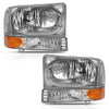 ANZO 111458 2004 fits Ford 00-20 Excursion Crystal Headlight w/ Corner Light Chrome Amber (w/o Bulb)