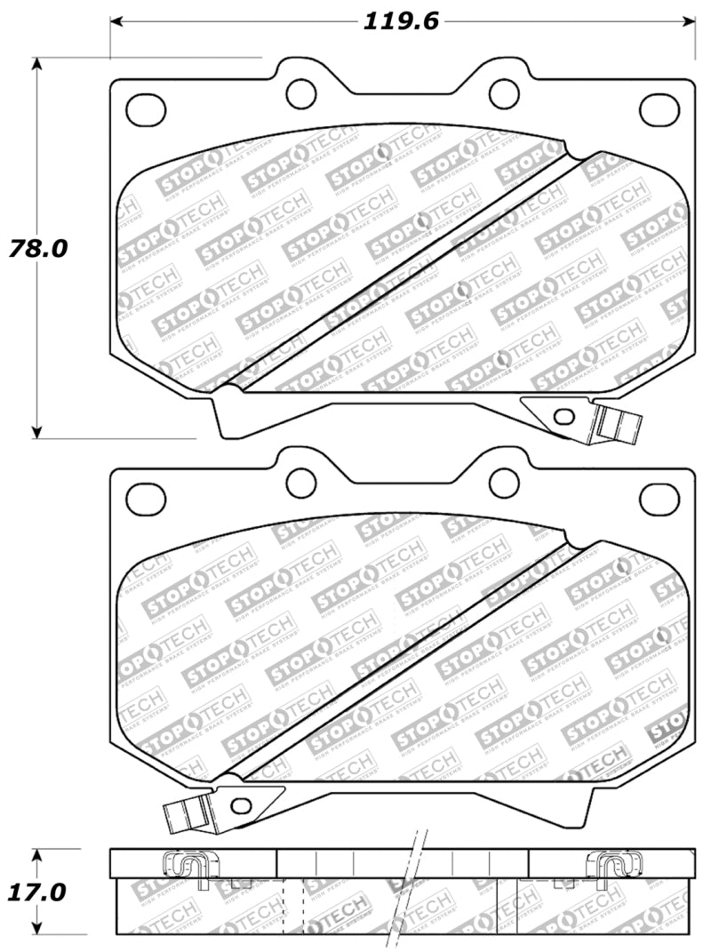 Stoptech 309.0812 Sport Brake Pads w/Shims and Hardware - Front
