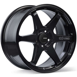 Enkei 539-880-8045BK T6R 18x8 45mm Offset 5x100 Bolt Pattern 72.6 Bore Gloss Black Wheel