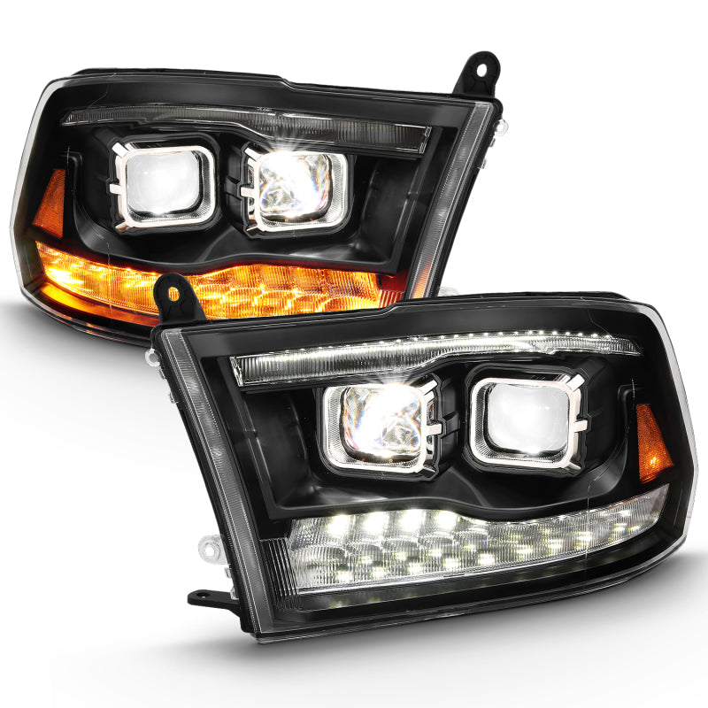 ANZO 111464 2018 fits Dodge 09-20 Ram 1500 Led Projector Plank Style Switchback H.L Halo Black Amber (OE Style)