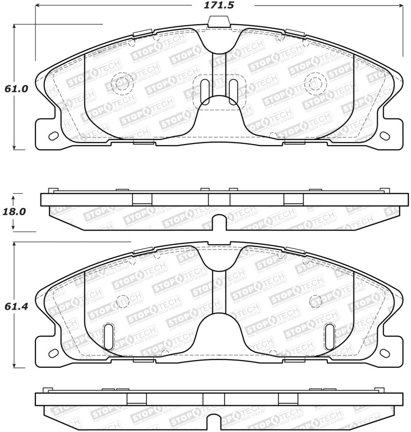 Stoptech 308.1611 Street Brake Pads - Rear