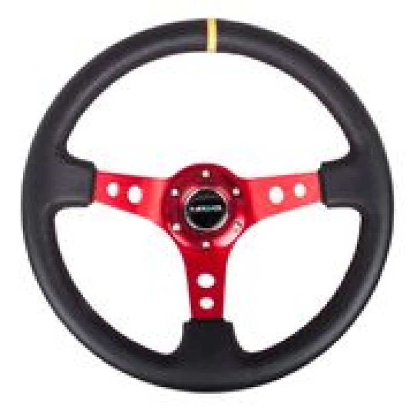 NRG RST-006RD-Y RST-006RD-Y Reinforced Steering Wheel Blk Leather w/Red Spokes