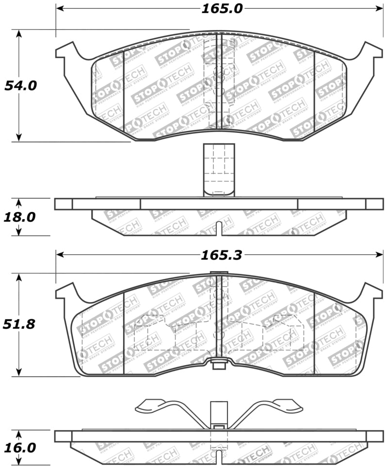 Stoptech 309.0591 Sport Brake Pads w/Shims and Hardware - Front