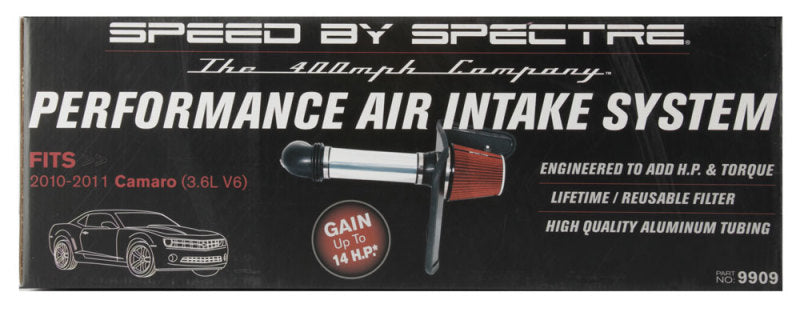 Spectre 9909 10-11 fits Chevy Camaro V6-3.6L F/I Air Intake Kit - Clear Anodized w/Red Filter
