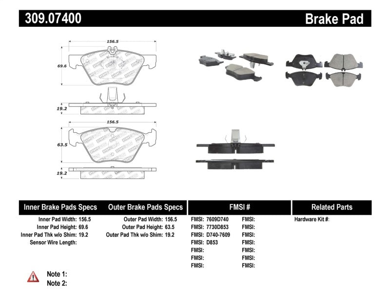 Stoptech 309.074 Performance Brake Pads