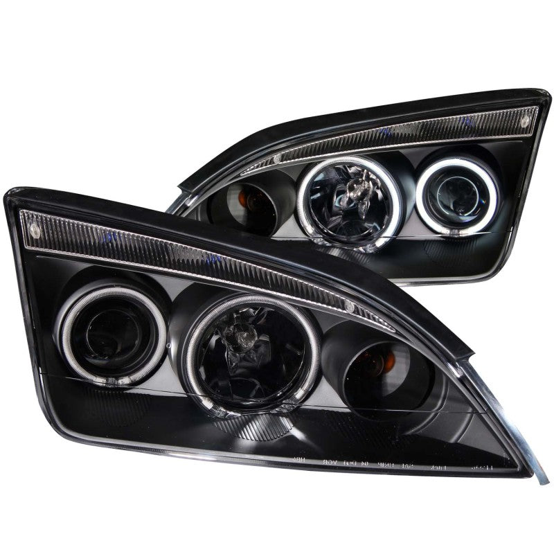 ANZO 121198 2007 fits Ford 05-20 Focus Projector Headlights w/ Halo Black