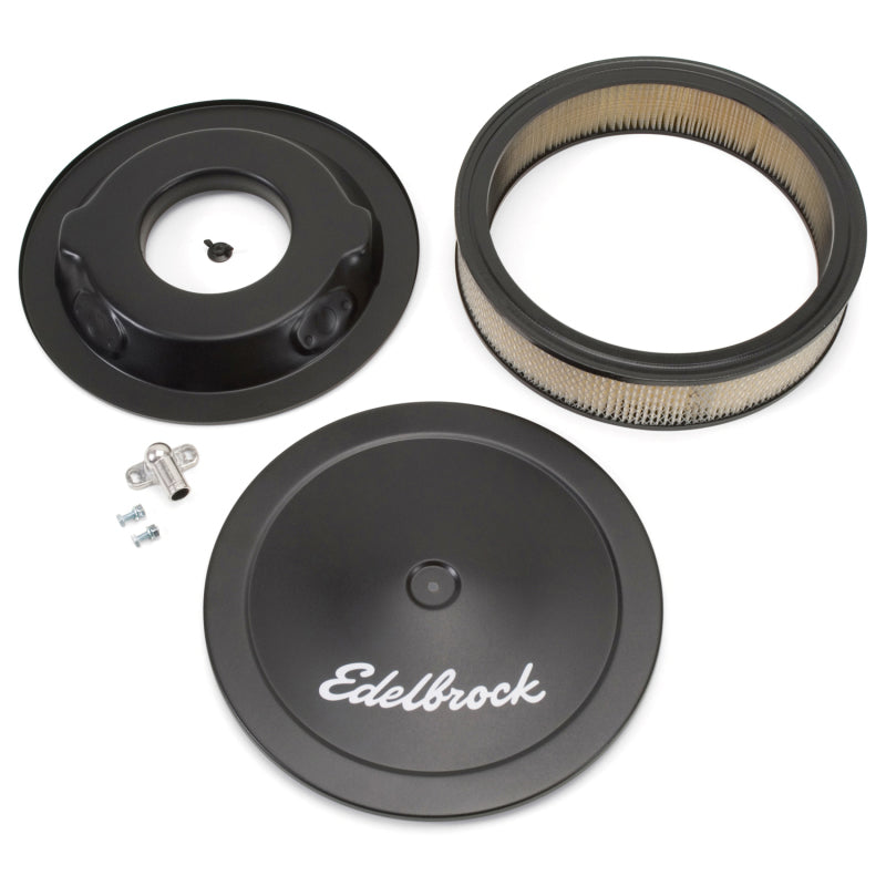 Edelbrock 1223 Air Cleaner Pro-Flo Series Round Steel Top Paper Element 14In Dia X 3 75In Dropped Base