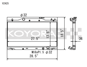 Koyo V2425 fits Acura RSX Base/Type-S (MT) Radiator (Req. Non-OEM Rad. Cap)