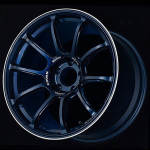 Advan YA28K35EDR RZ-F2 18x10.0 +35 5x114.3 Racing Titanium Blue and Ring Wheel