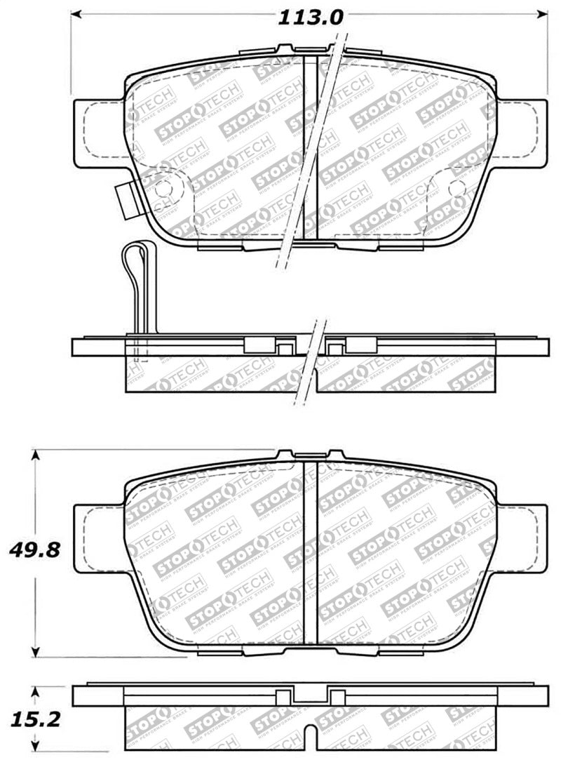Stoptech 305.1103 06-14 Honda Ridgeline Street Select Rear Brake Pads