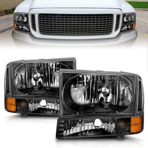 ANZO 111080 2000-2004 fits Ford Excursion Crystal Headlights Black