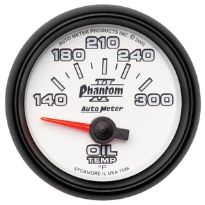 AutoMeter 7548 Autometer Phantom II 52mm Short Sweep Electronic 140-300 Deg F Oil Temperature Gauge