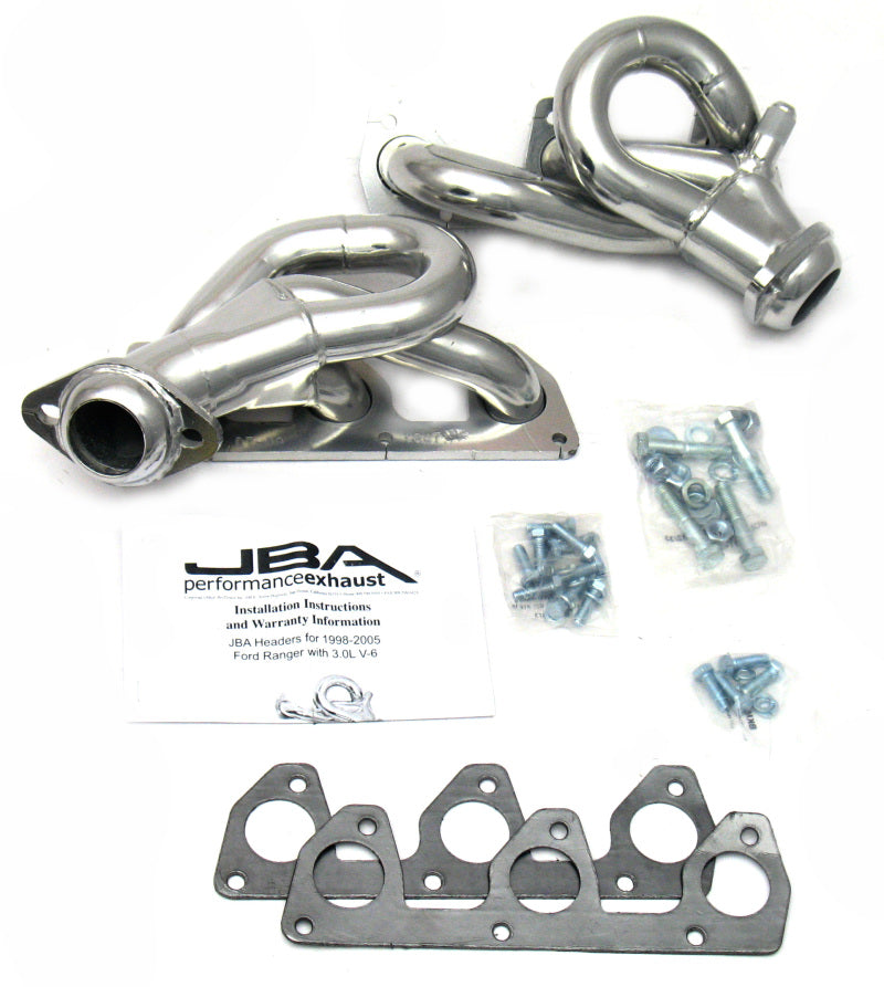 JBA 1647SJS fits Ford 98-01 Ranger 3.0L V6 w/EGR 1-1/2in Primary Silver Ctd Cat4Ward Header