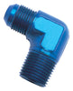 Russell 660900 Performance -12 AN to 1/2in NPT 90 Degree Flare to Pipe Adapter (Blue)