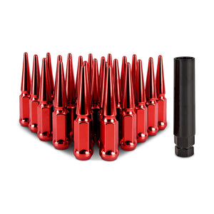 Mishimoto MMLG-SP1415-24RD Mishimoto Steel Spiked Lug Nuts M14 x 1.5 24pc Set Red