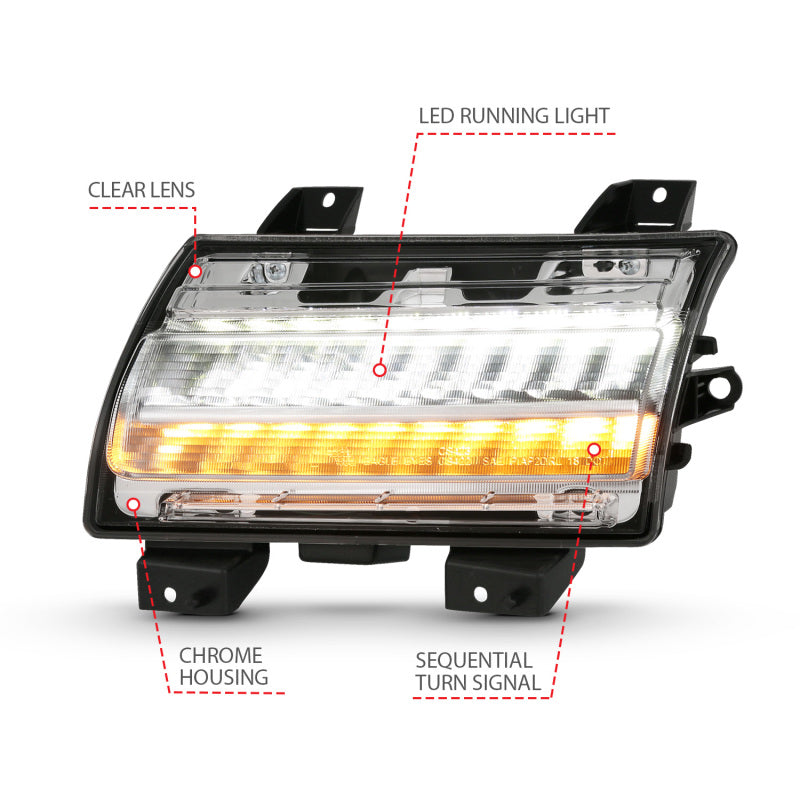 ANZO 511083 fits Jeep 18-19 Wrangler JL Halogen Chrome Clear w/ Sequential Signal