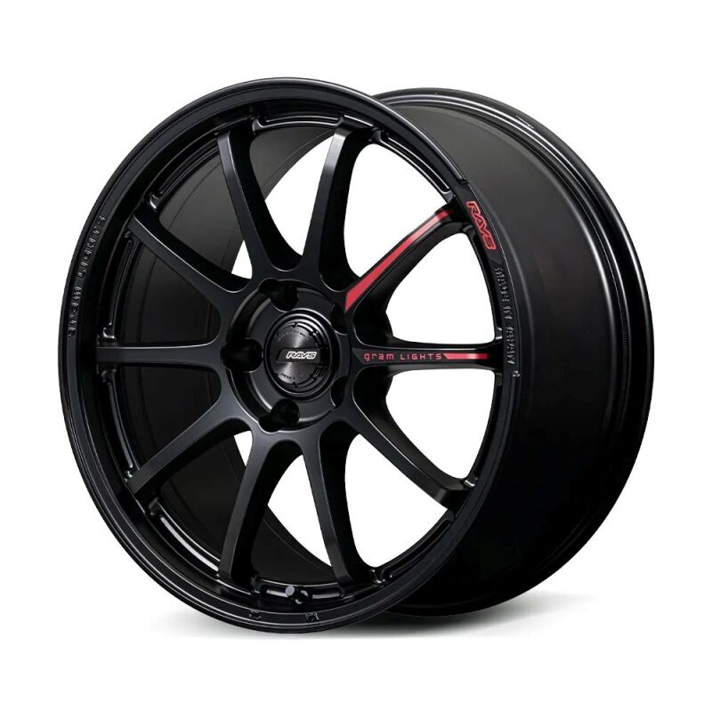 Gram Lights 57NR LIMITED II 18x9.5 +45 5-100 Semigloss Black Wheel w/ Black Cap/Stickers/Air Valve