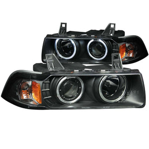 ANZO 121011 1992-1998 fits BMW 3 Series E36 Projector Headlights w/ Halo Black (CCFL) G2