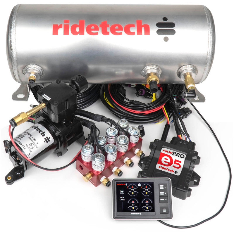 Ridetech 30534000 RidePro E5 Air Ride Suspension Control System 3 Gallon Single Compressor 1/4in Valves