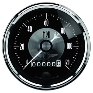AutoMeter 2088 Autometer Prestige Series Black 3-3/8in 120mph Electronic Programmable Speedometer Gauge