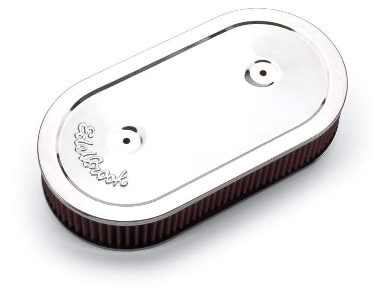 Edelbrock 1236 Air Cleaner Pro-Flo Series Oval Steel Top Cloth Element 13 5In X 7In X 3 5In Chrome