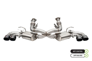 CORSA Performance 21100BLK Corsa 2020-25 fits Corvette C8 3in Valved Cat-Back 4.5in Blk Quad Tips - Factory Perf Exhaust w/ AFM