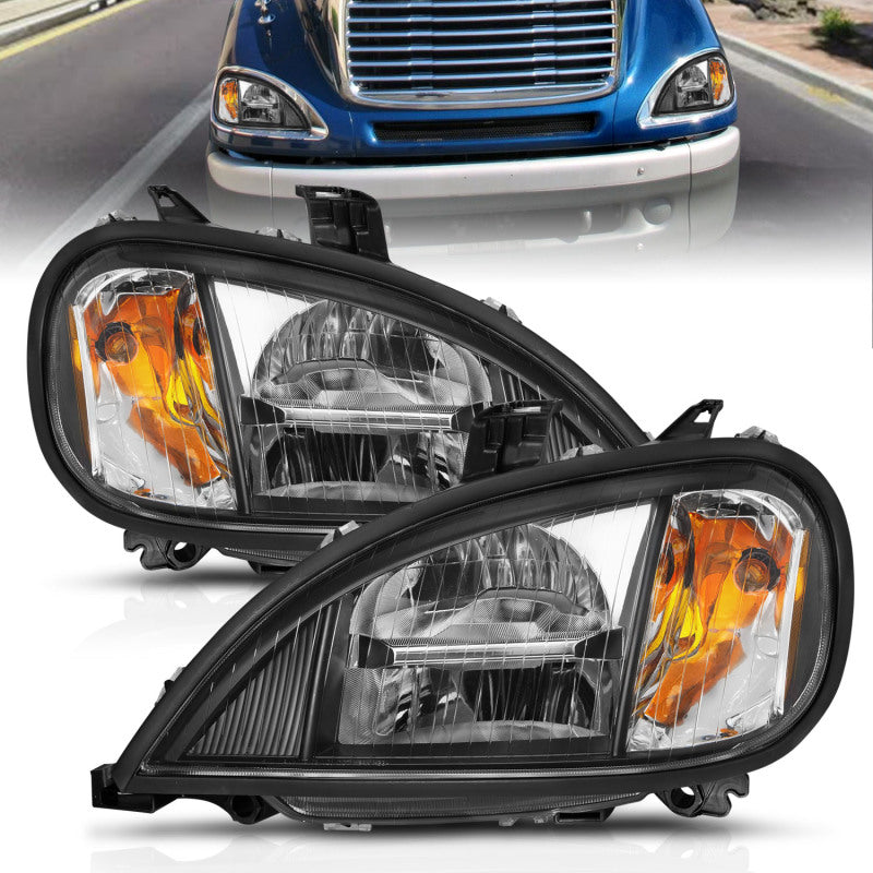 ANZO 131028 1913 fits Freightliner 96-20 Columbia LED Crystal Headlights Black Housing w/ Clear Lens (Pair)