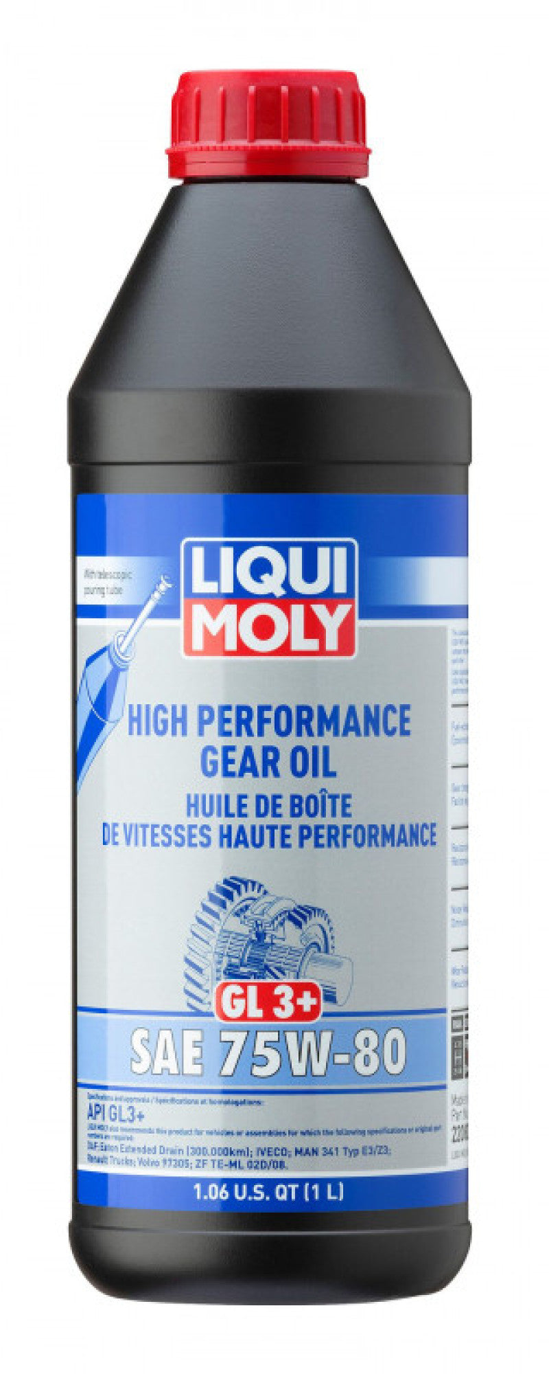 LIQUI MOLY 22080 1L High Performance Gear Oil (GL3+) SAE 75W80