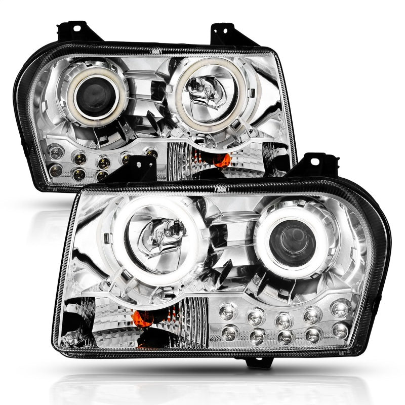 ANZO 121136 2010 fits Chrysler 05-20 300 Projector Headlights w/ Halo Chrome