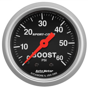 AutoMeter 3305 AutoMeter 2-1/16in 0-60 PSI Mechanical Sport-Comp Boost Pressure Gauge