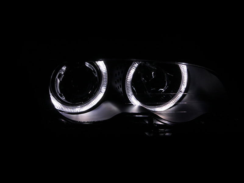 ANZO 121015 1901 fits BMW 99-20 3 Series E46 Projector Headlights w/ Halo Black