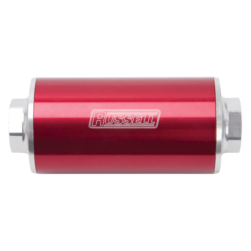 Russell 649251 Performance Profilter Fuel Filter 6in Long 10 Micron -10AN Inlet -10AN Outlet - Red