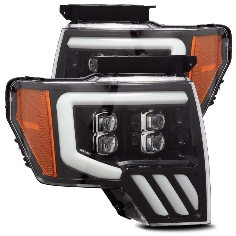 AlphaRex 880190 fits Ford 09-14 F-150 NOVA LED Proj Headlights Plank Style Gloss Black w/Activ Light/Seq Signal