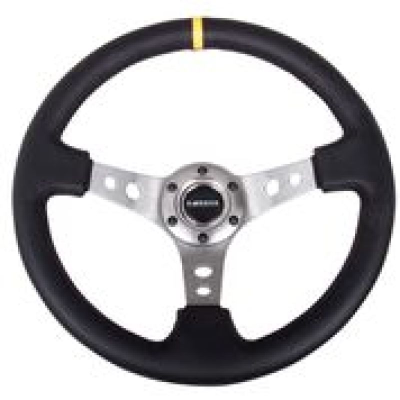 NRG RST-006GM-Y RST-006GM-Y Reinforced Steering Wheel Blk Leather w/Gunmetal