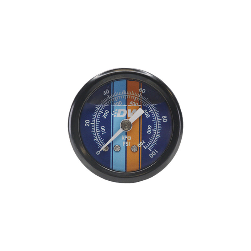 DeatschWerks 6-01-G2L 0-100 PSI 1/8in NPT Mechanical Fuel Pressure Gauge 1.5in Diam. Black Housing Blue Face