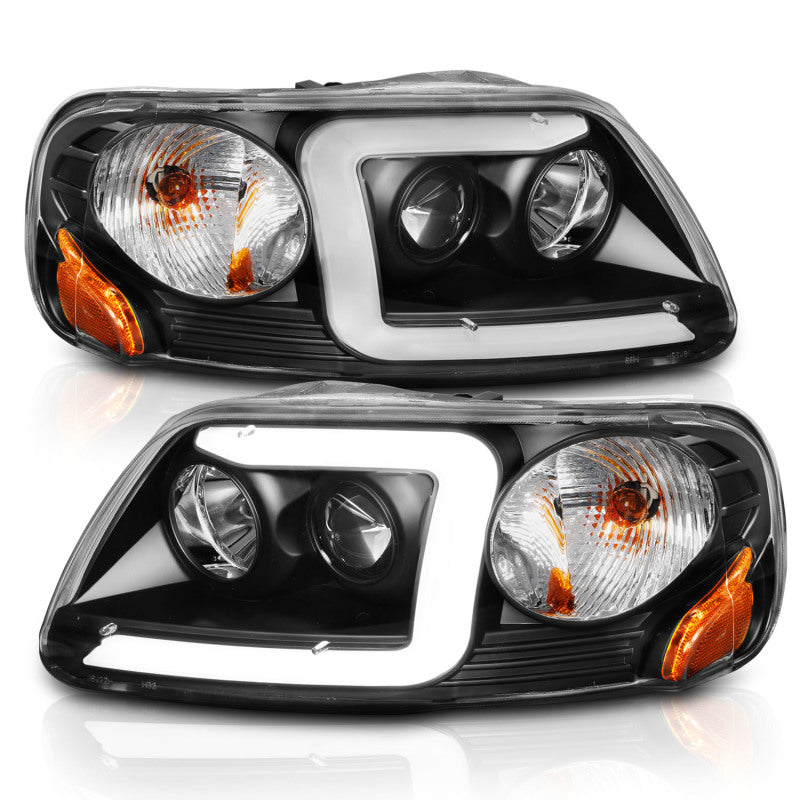 ANZO 111503 1903 fits Ford 97-20 F-150 Projector Headlights w/ Light Bar Black Housing