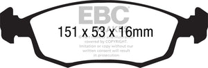 EBC UD1568 11+ Fiat 500 1.4 (ATE Calipers) Ultimax2 Front Brake Pads