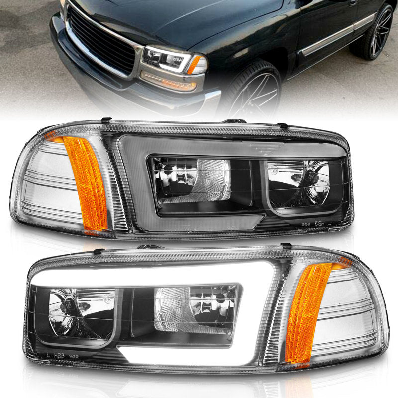 Anzo 111522 99-17 fits GMC Sierra/Denali Headlights Black Amber (w/C Light Bars)