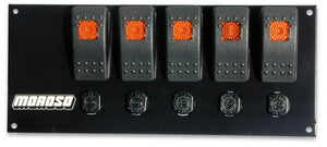 Moroso 74181 Rocker Switch Panel - Flat Surface Mount - LED - 3-3/8in x 8in - Fi