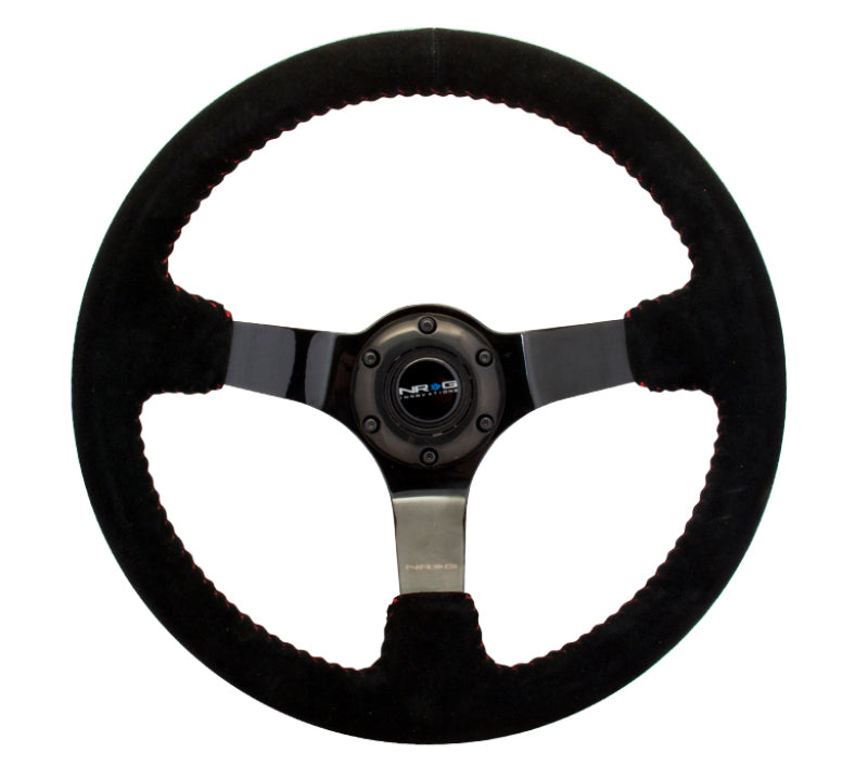 NRG RST-036BK-S RST-036BK-S Reinforced Steering Wheel Blk Suede w/Red BBall