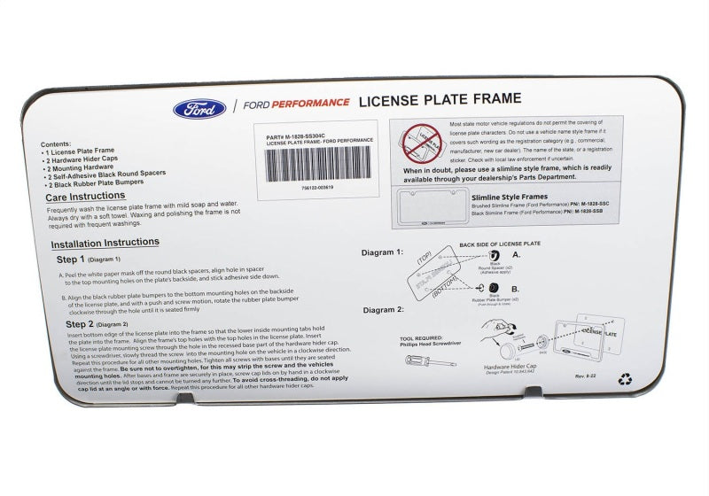 fits Ford Racing M-1828-SS304C Stainless Steel fits Ford Performance License Plate Frame