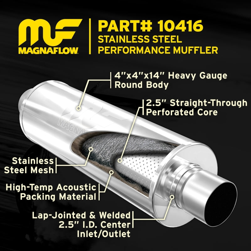 MagnaFlow 10416 Muffler Mag SS 14X4X4 2.5X2.5