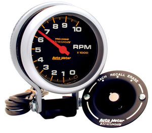 AutoMeter 6601 Gauge Tachometer 3-3/4in. 10K RPM Pedestal W/Peak Memory Pro-Comp