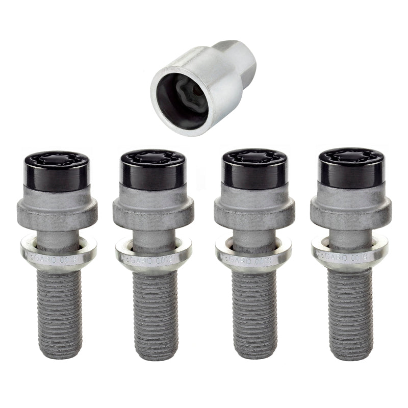 McGard 28332 Wheel Lock Bolt Set - 4pk. (Radius Seat) M14X1.5 / 19mm Hex / 35.4mm Shank Length - Black